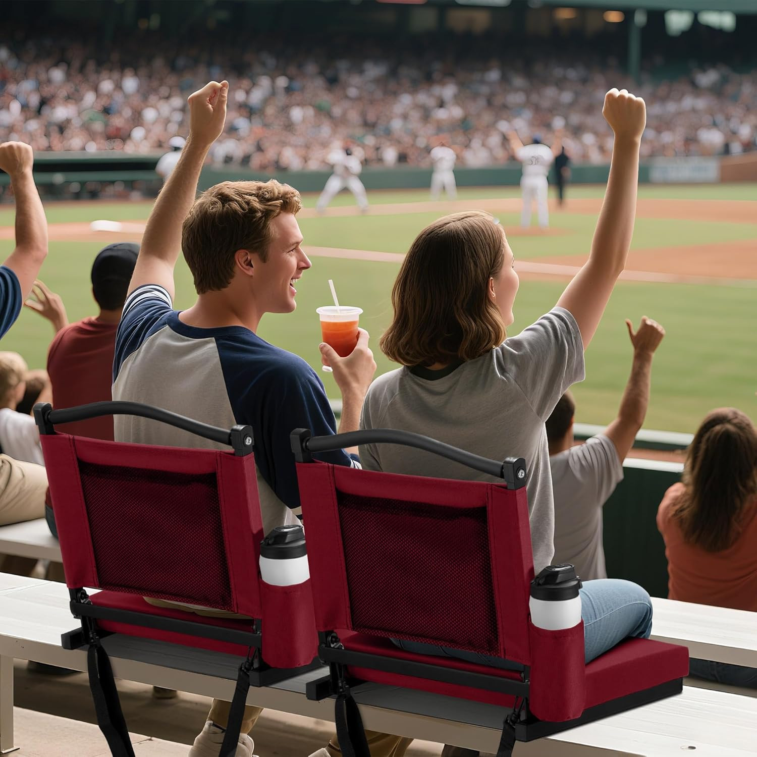 Stadium Seats with Back Support and Thick Cushion Bleacher Seats with Backs and