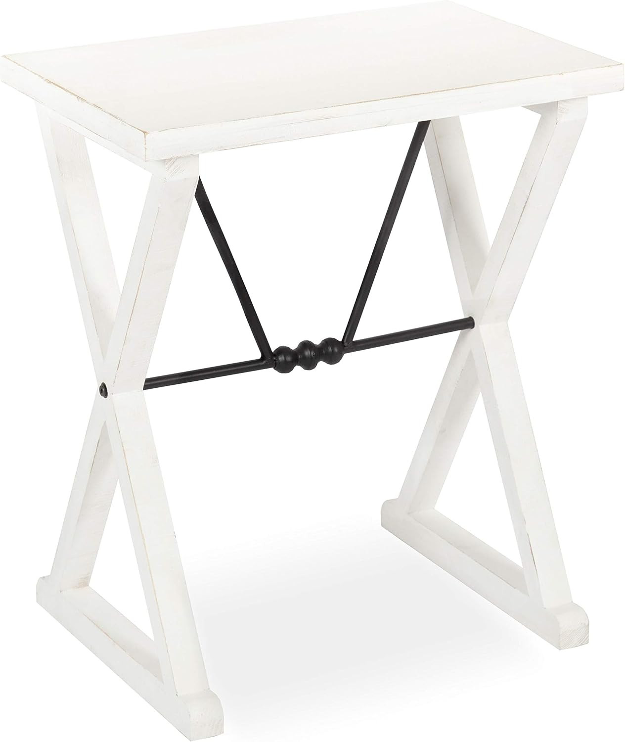 Travere Rustic Side Table, 22 X 14 X 26, White, Farmhouse End Table for Display