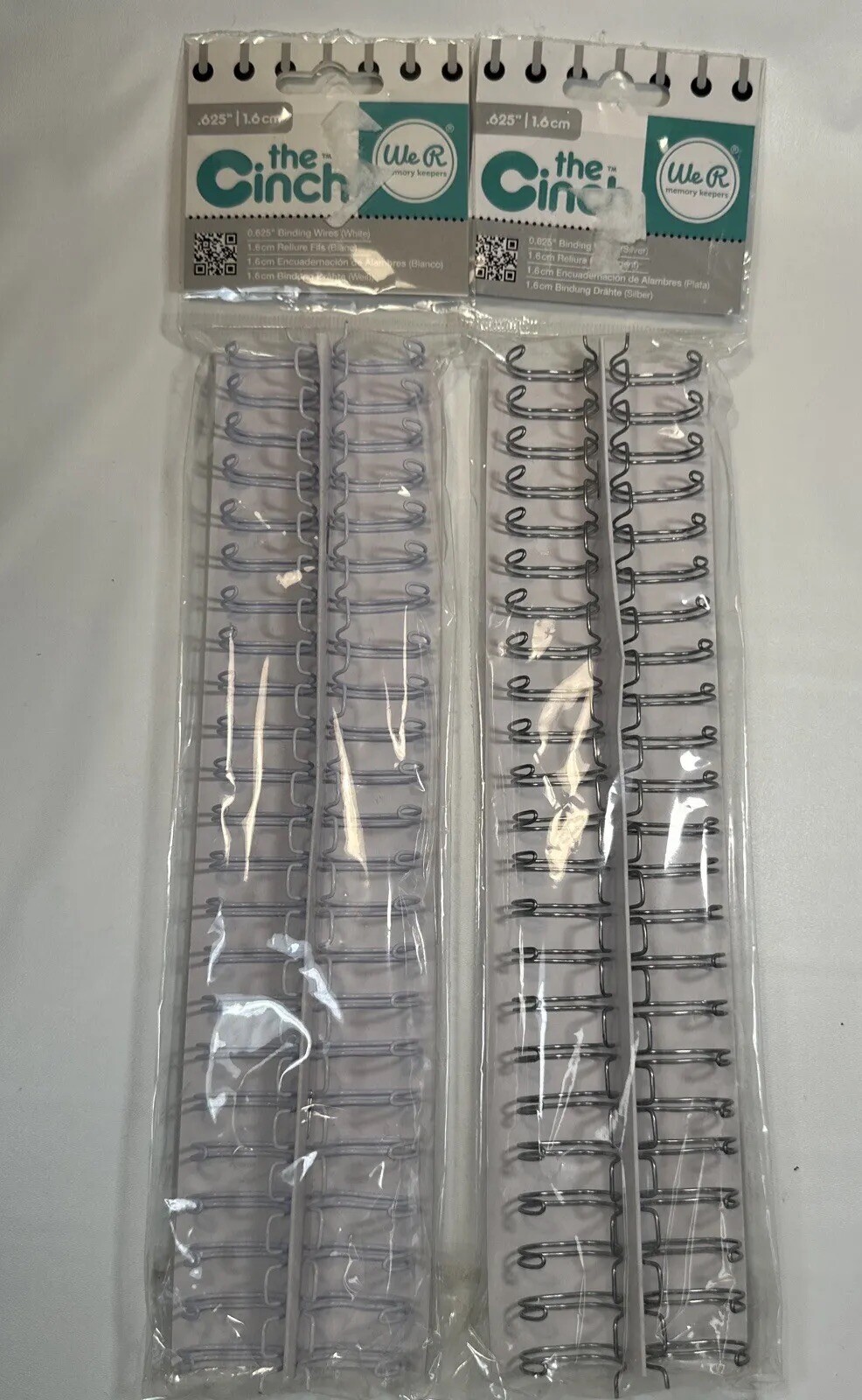 2 The Cinch We R Memory Keepers Book .625" Spiral Binding Wires Silver And White
