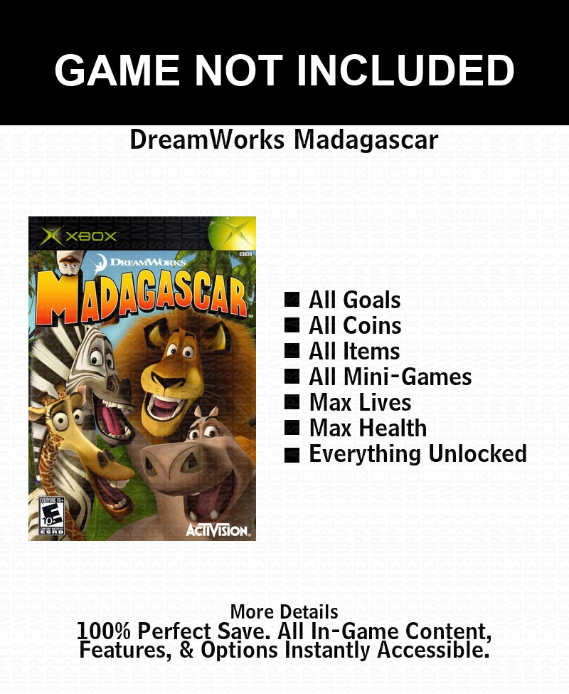 DreamWorks Madagascar  100% Unlocked Xbox USB Saves