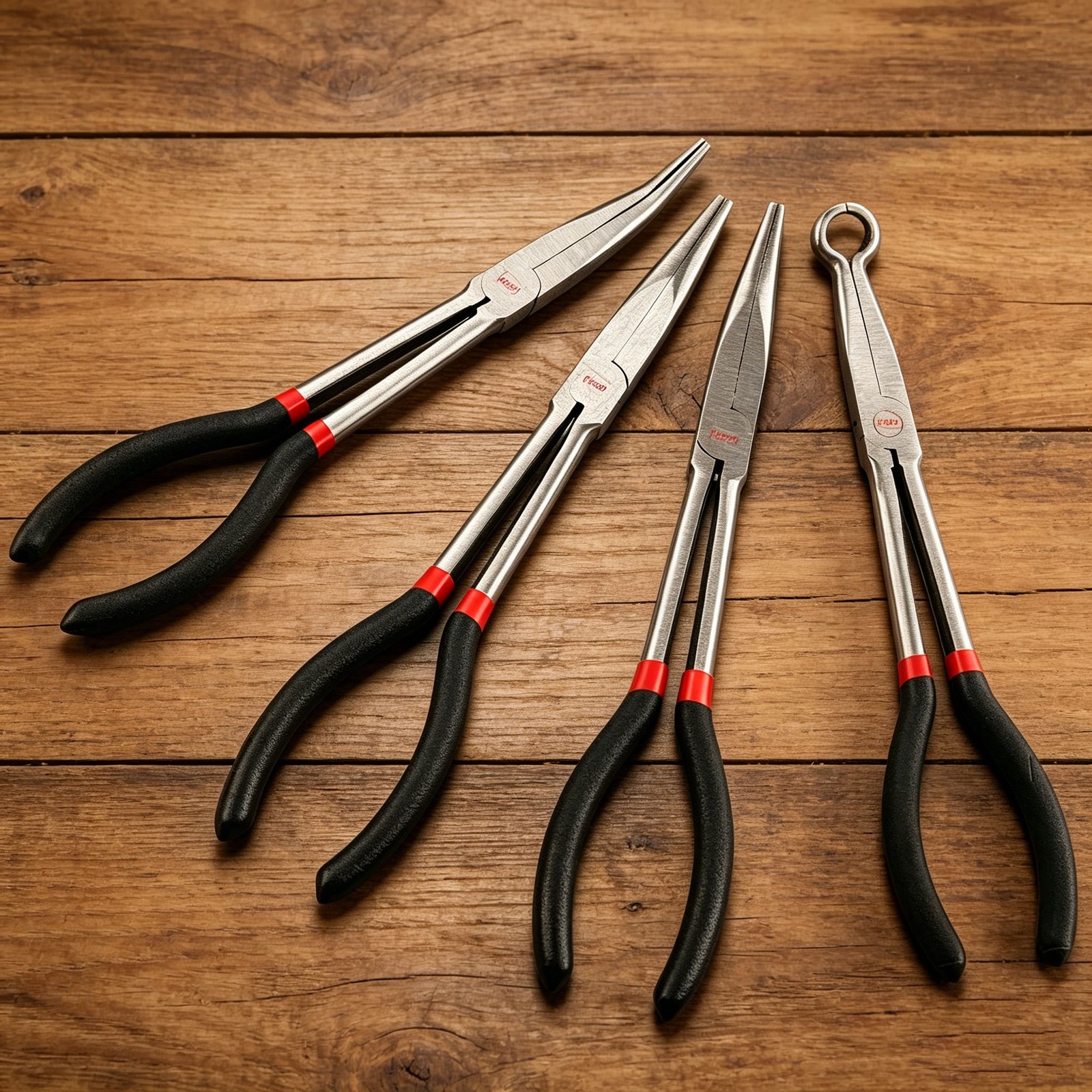 4Pcs Long Nose Plier Set 11Inch Spark Plug Pliers Wire Puller Removal Pliers Kit