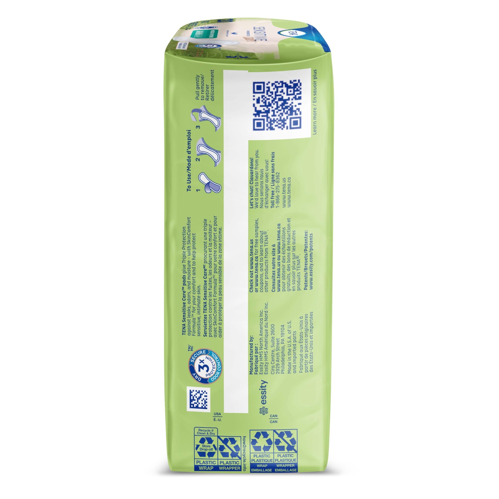 Tena Sensitive Moderate Bladder Control Pads, Incontinence, Regular, White