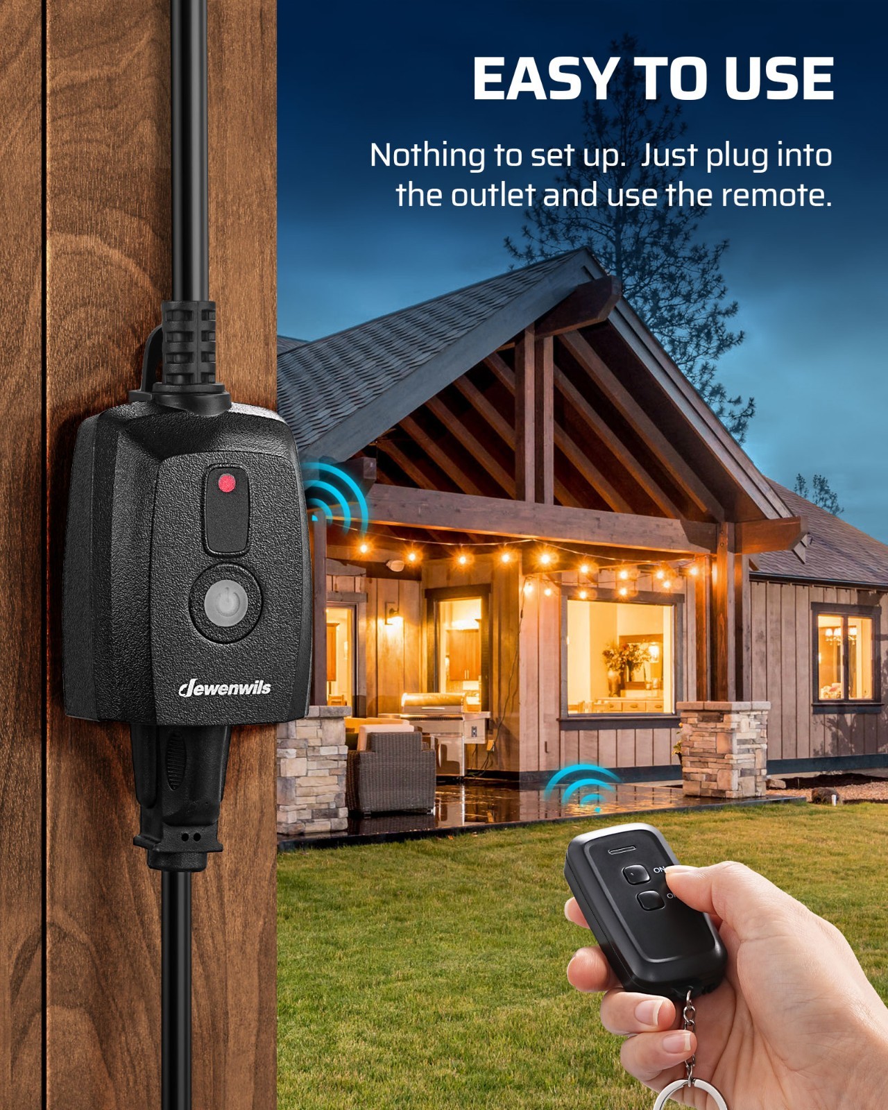 DEWENWILS Outdoor Remote Control Outlet, 125V 15A Wireless Remote Control Switch