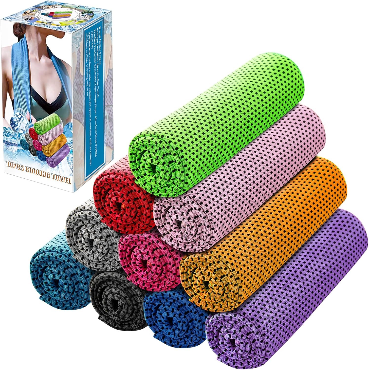 10pcs Cooling Towel Ice Towel Cooling Towels for Neck and Face Microfiber