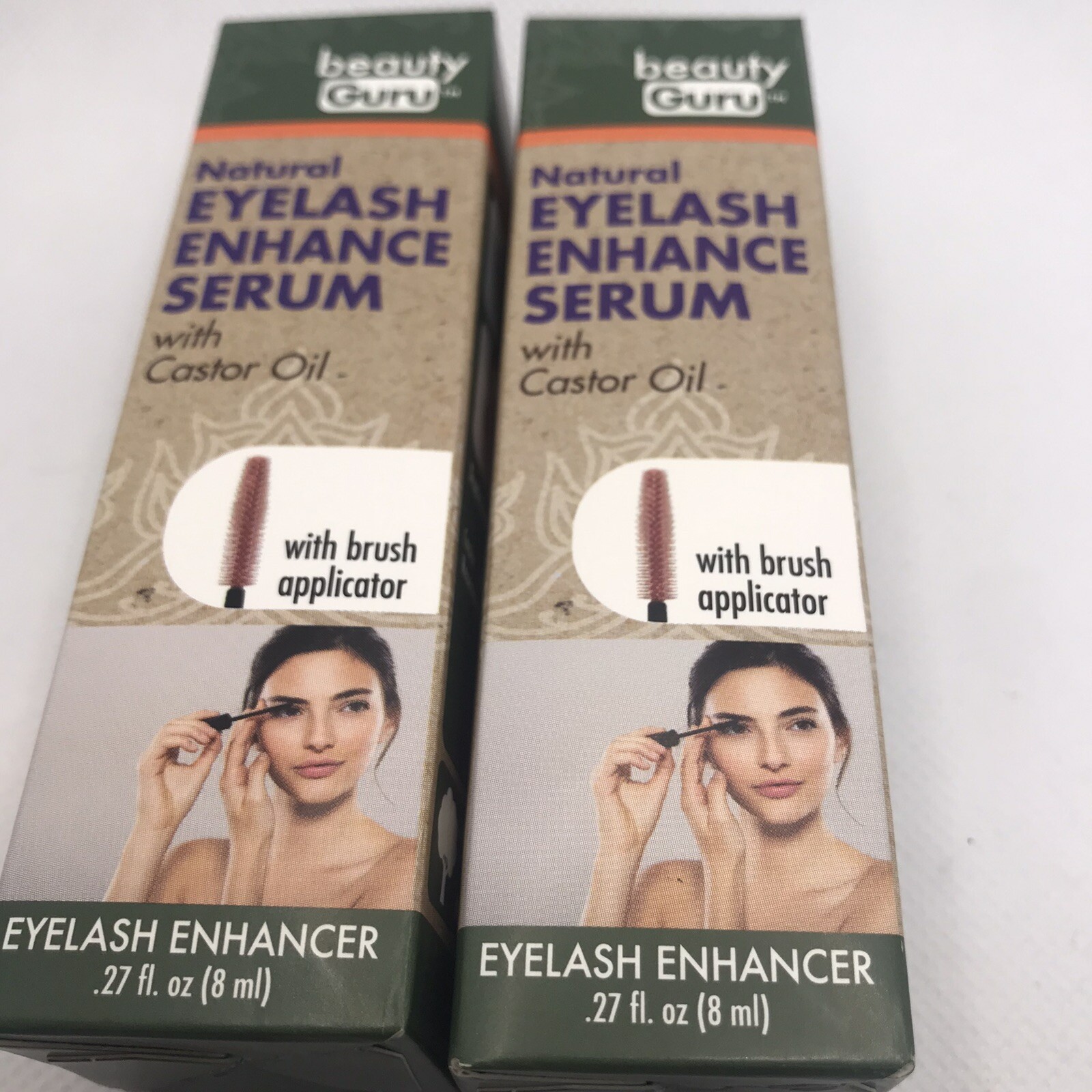 Beauty Guru Natural Eyelash Enhance Serum With Castor Oil W/brush Applicator 2p