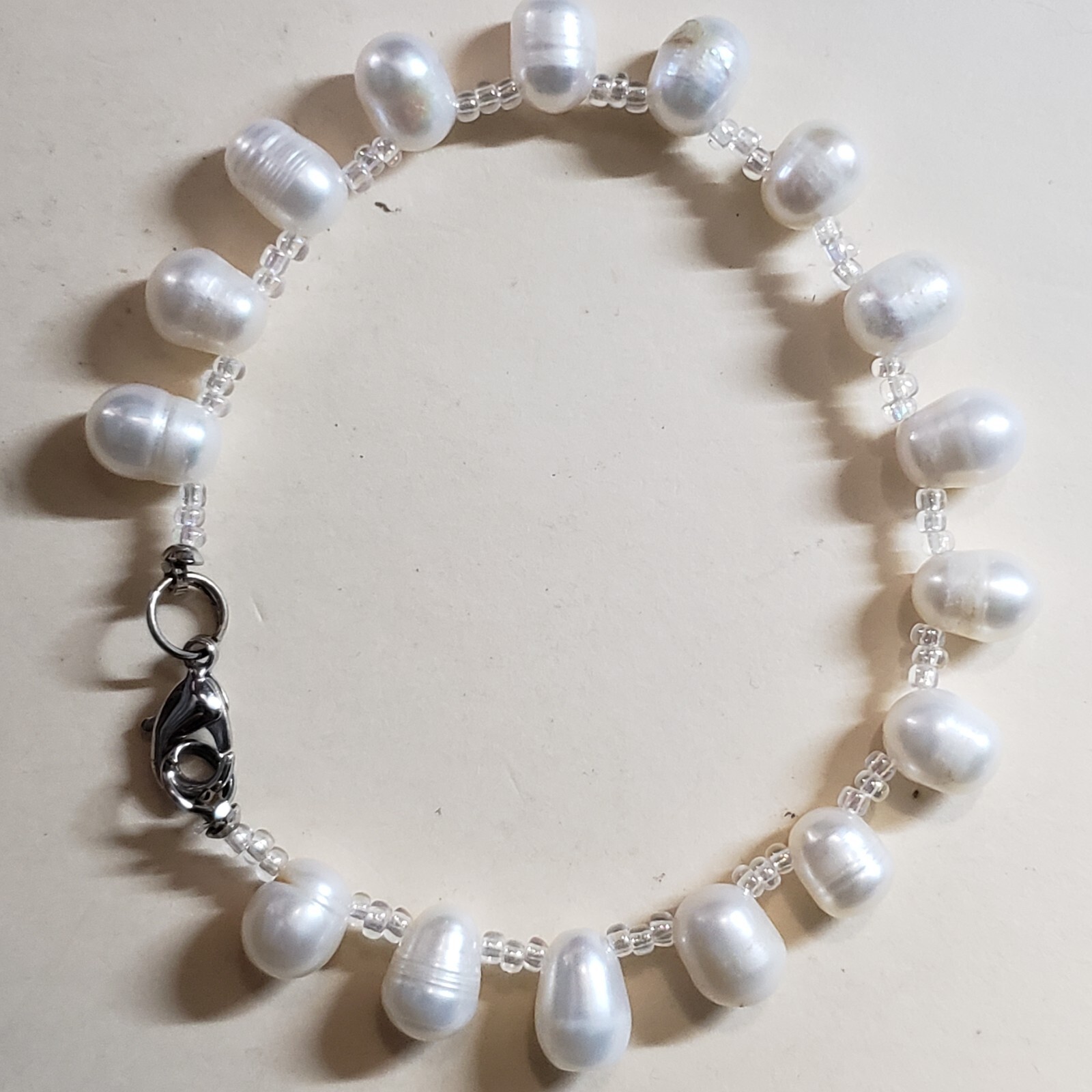 GENUINE * PEARL * BRACELET,  7.25 Inches LONG, 9 mm -Handmade in USA