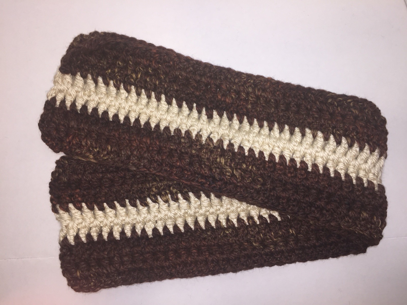 Crochet Infinity Scarf - Soft & Warm (Brown & Beige)