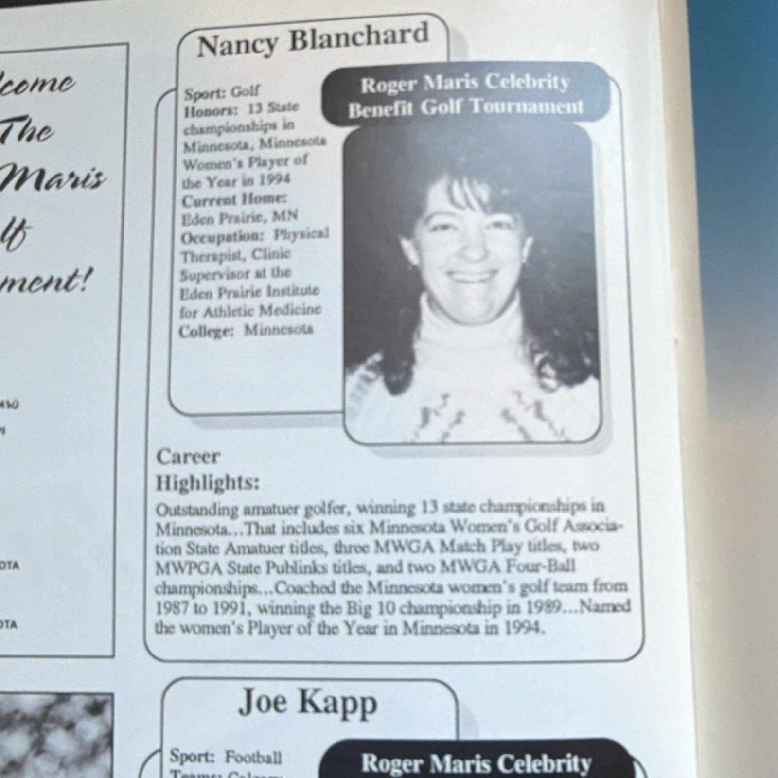 Roger Maris 1995 Celebrity Benefit Golf Tournament Autographed Program