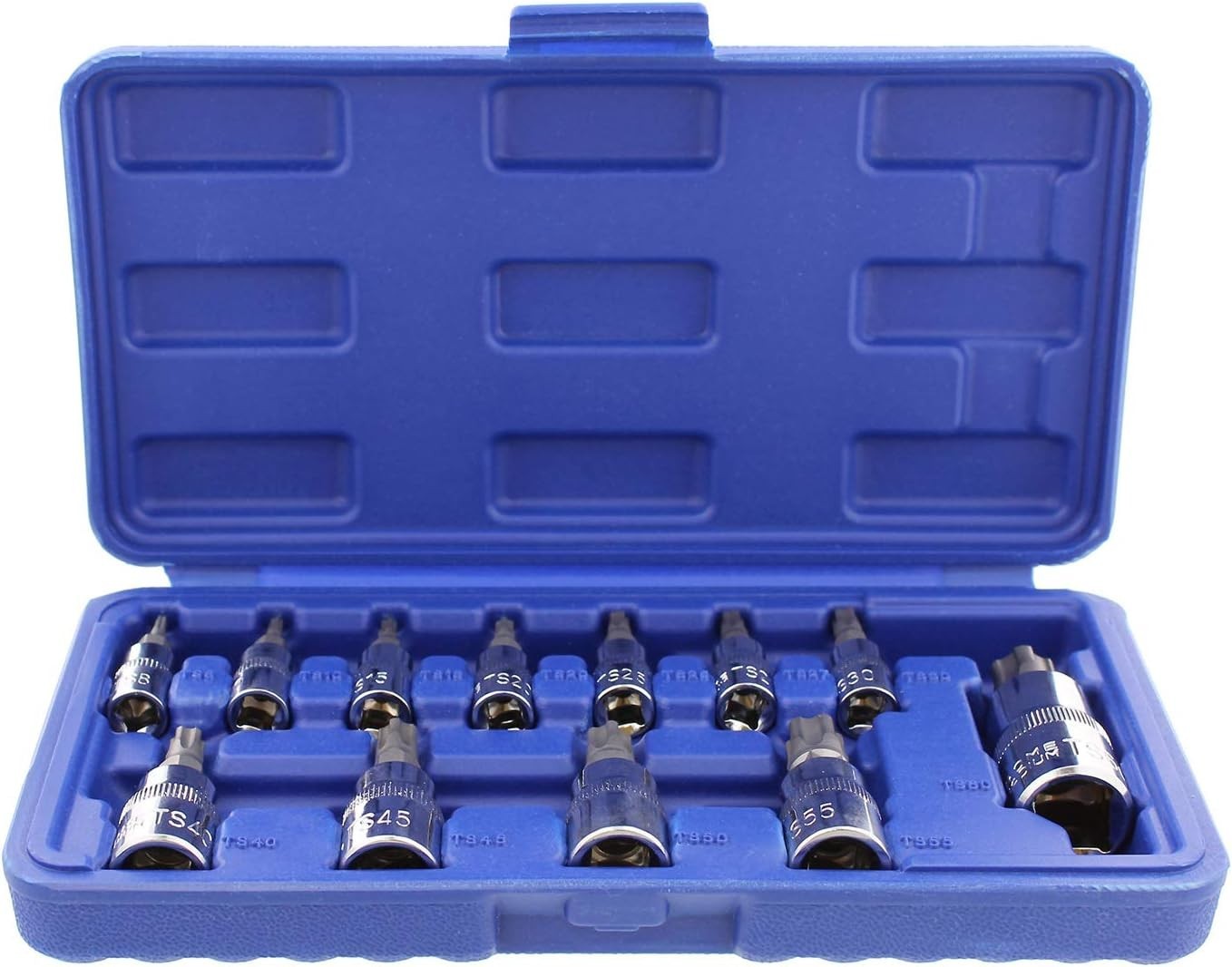 12Pc 5 Point Torx Plus Socket Set Tamper Proof Star Bit TS8-TS60 w/ Case