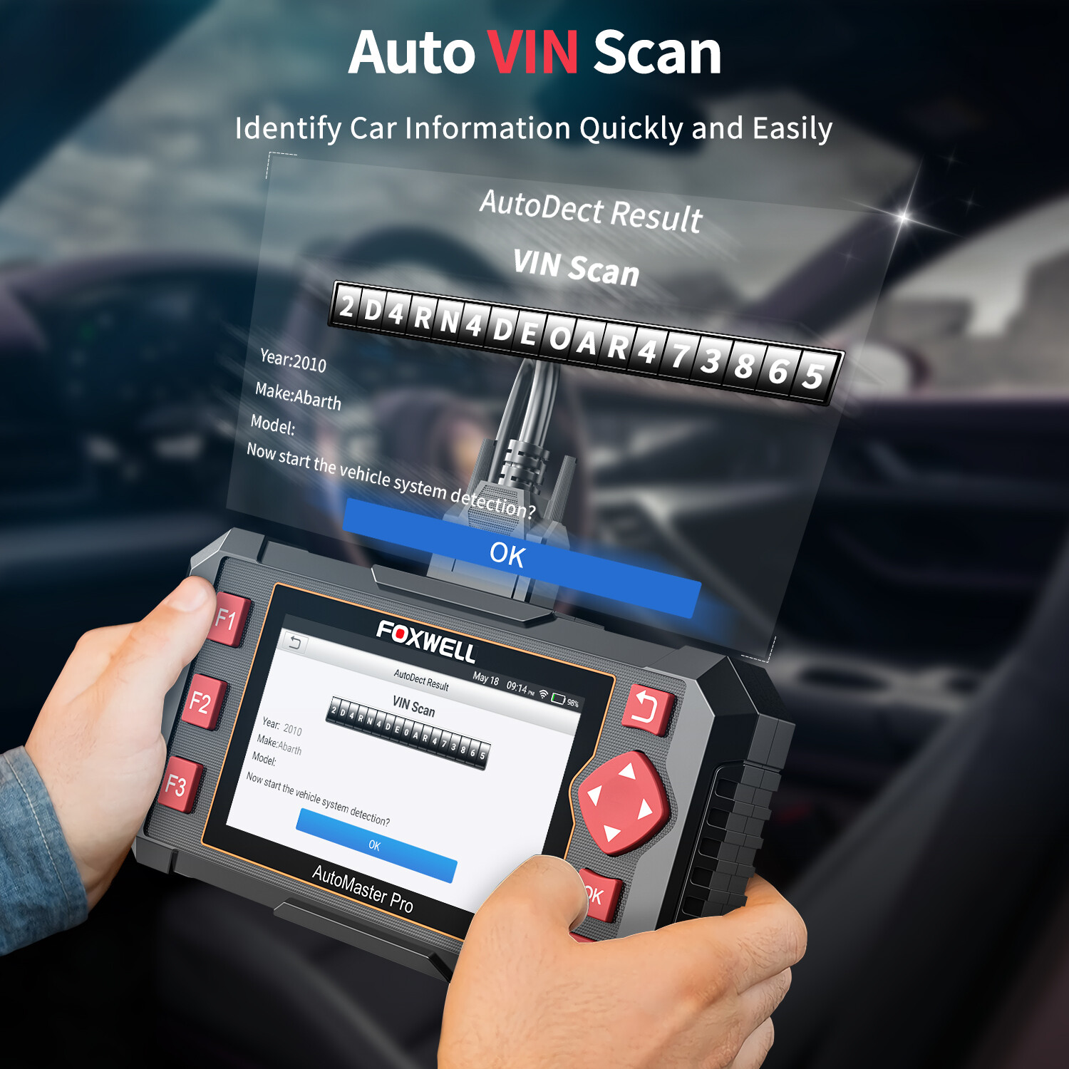 FOXWELL NT604 Elite Car Scanner OBD2 ABS SRS Transmission Check Engine Scan Tool