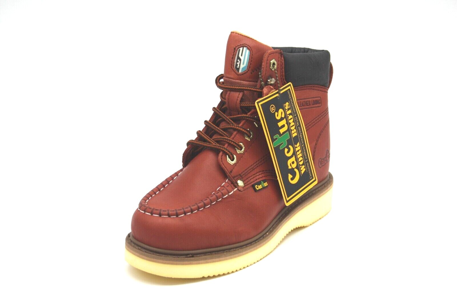 MEN'S CACTUS FOOTWEAR 644M+ BURGUNDY OIL RESISTANT WORK MAXIUM COMFORT BOOT