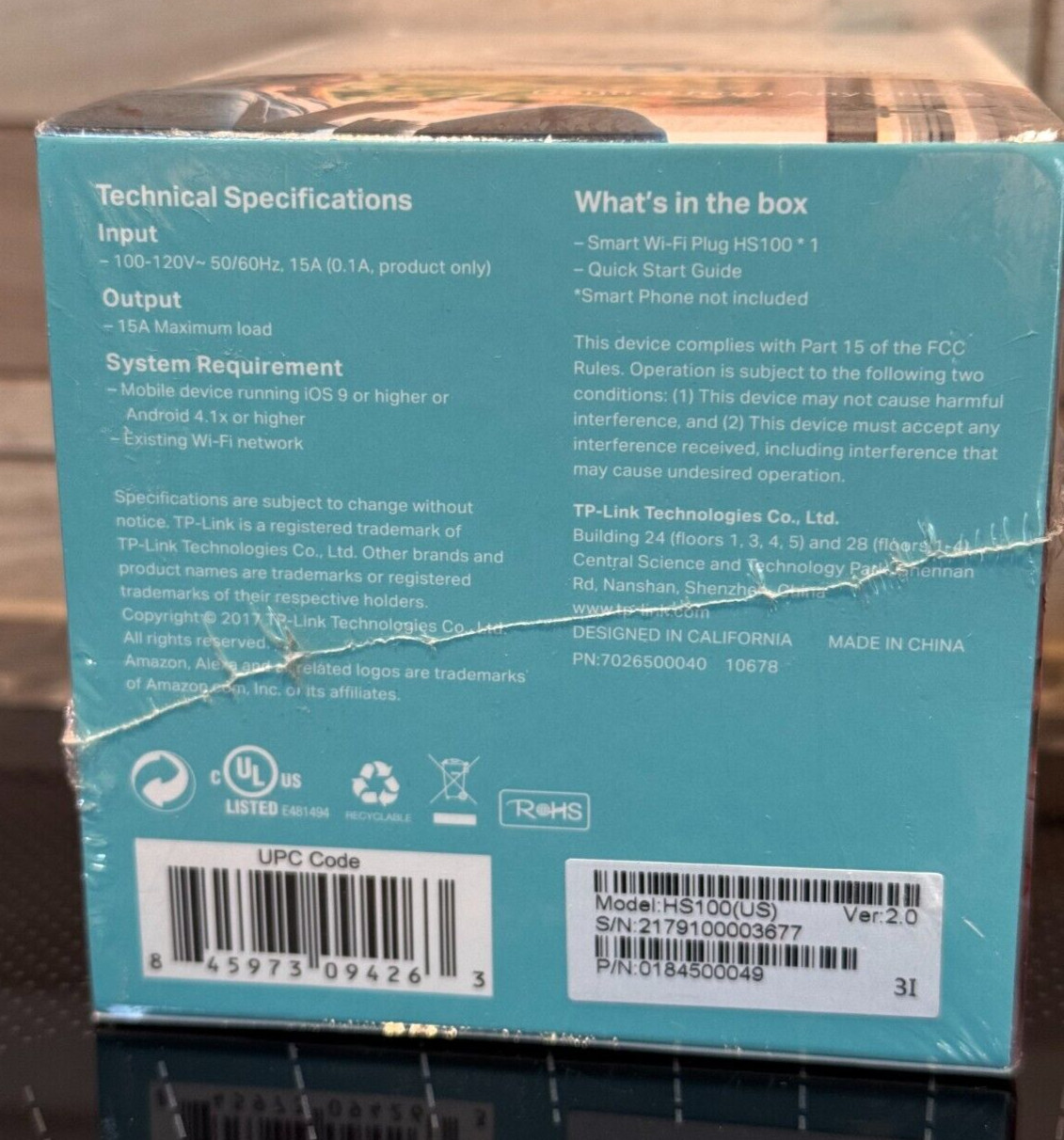 tp-link Smart Wi-Fi plug HS100, works with Alexa and Google assistant