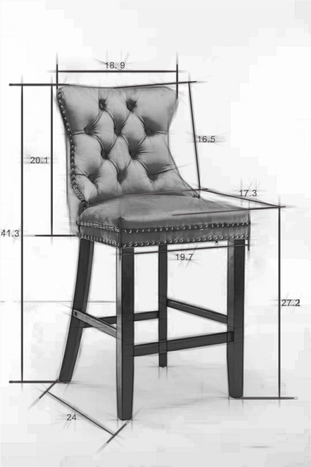2 Set Velvet Barstools Kitchen Counter Pub Bar Stools Chairs Button Tufted Blue