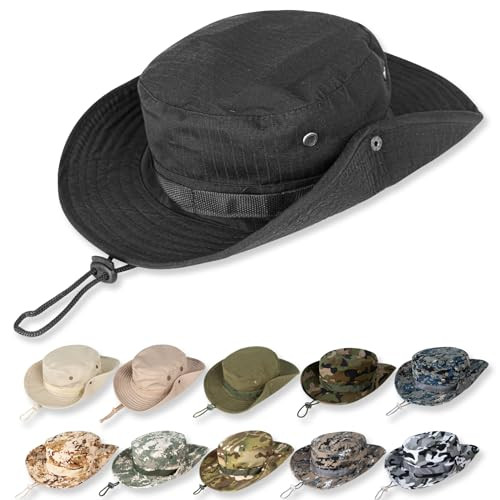Sun Hats for Men Women Bucket Hat UPF 50+ UV Protection Boonie Hat for 1 Black