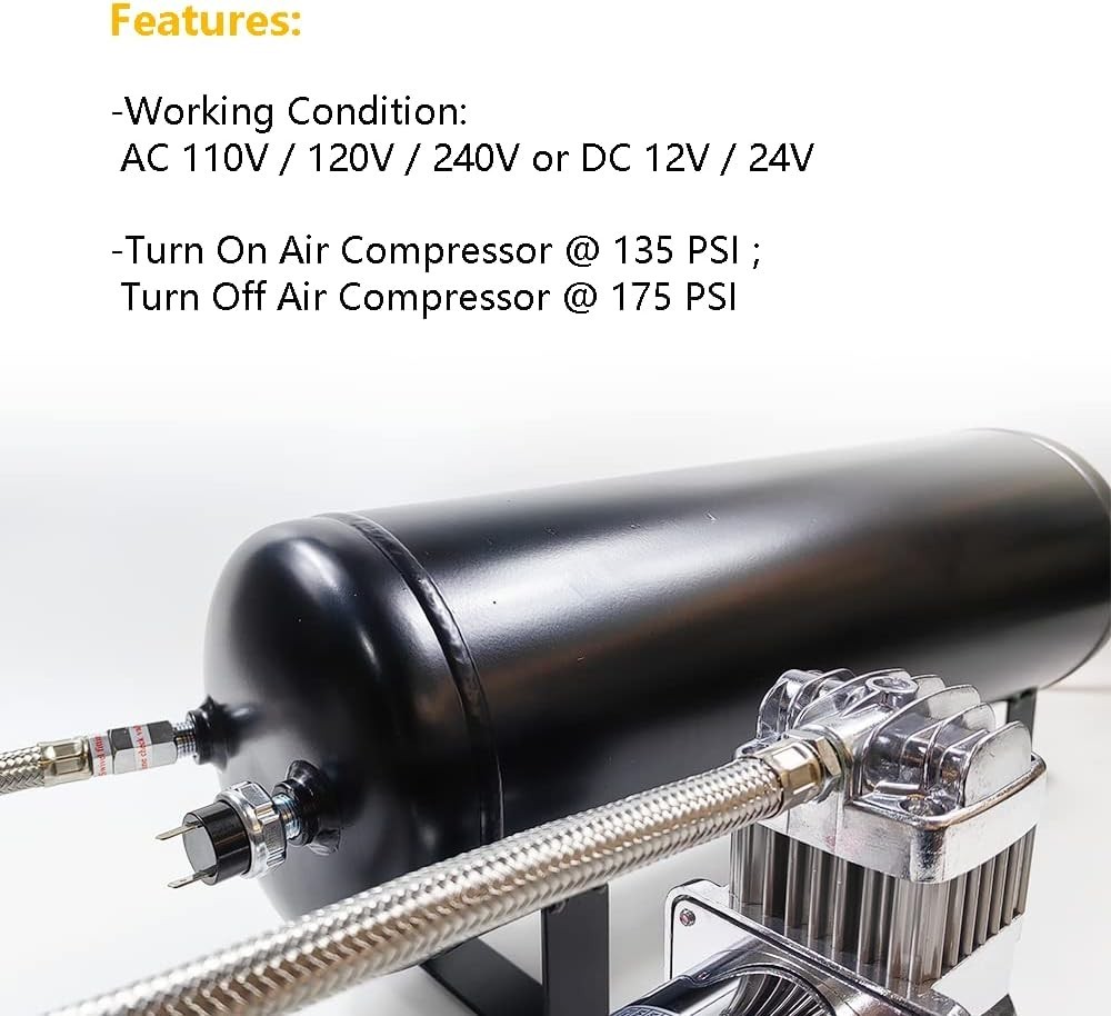 Versatile Tank-Mounted Air Pressure Switch 135-175 PSI for Dual Voltage Systems