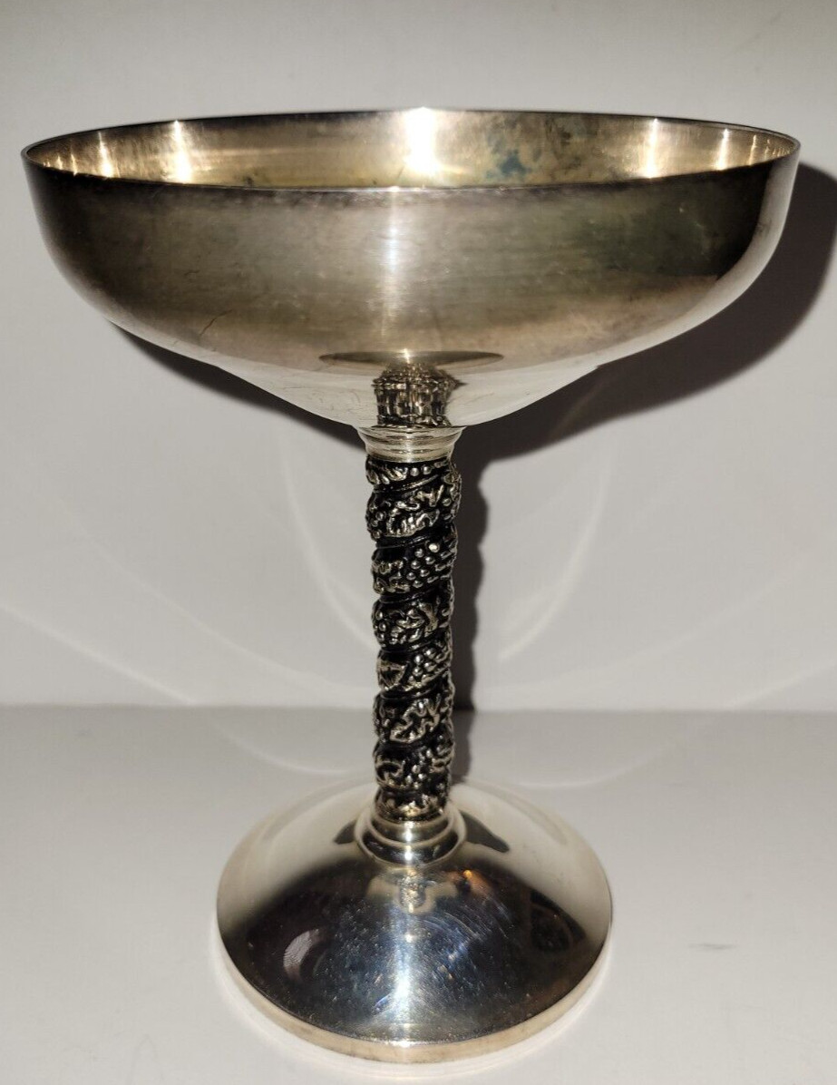 Pair of Crosby S-1000 Wine Silver champagne goblet Cup Glass Grape Twist Spain