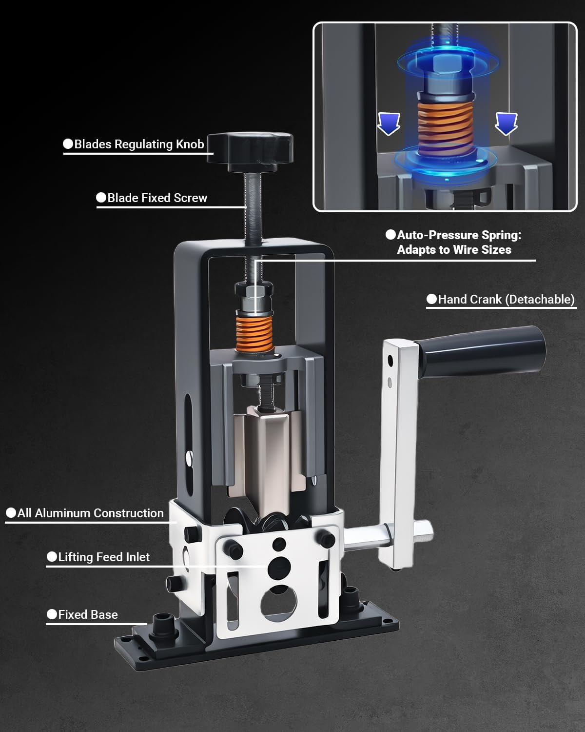 Wire Stripper Machine, 0.06-1 Inch Manual Wire Stripping Machine with Blade, Dr
