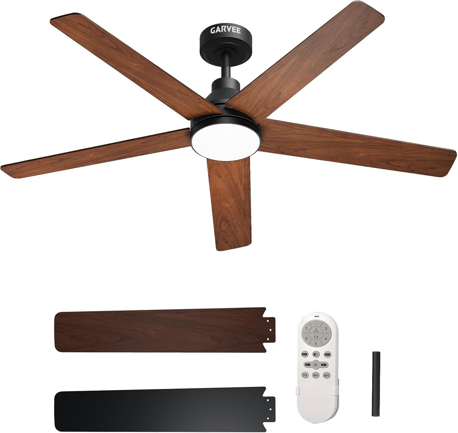 52" Ceiling Fan with Lights 3CCT Dimmable LED 6 Speeds 5 Blade with Remote Timer