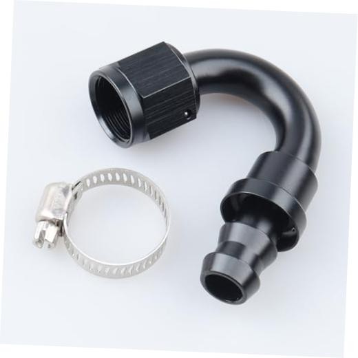 -8 AN 150 Degree Push On Lock Hose End Fitting Aluminum 8AN 150 Degree - Black