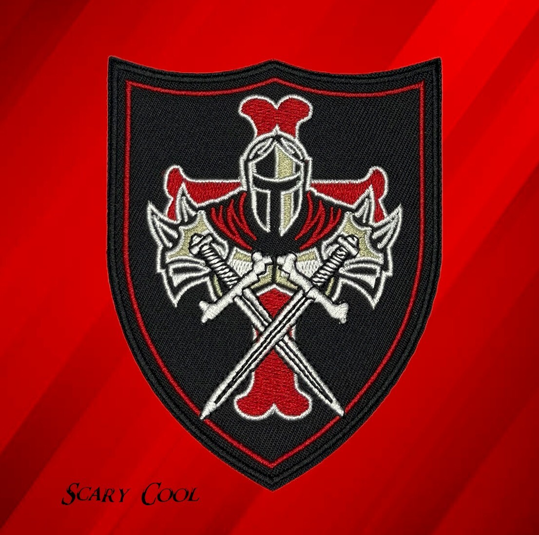 New Knight Templar Sword Shield Cross Embroidered Biker Iron On Patch