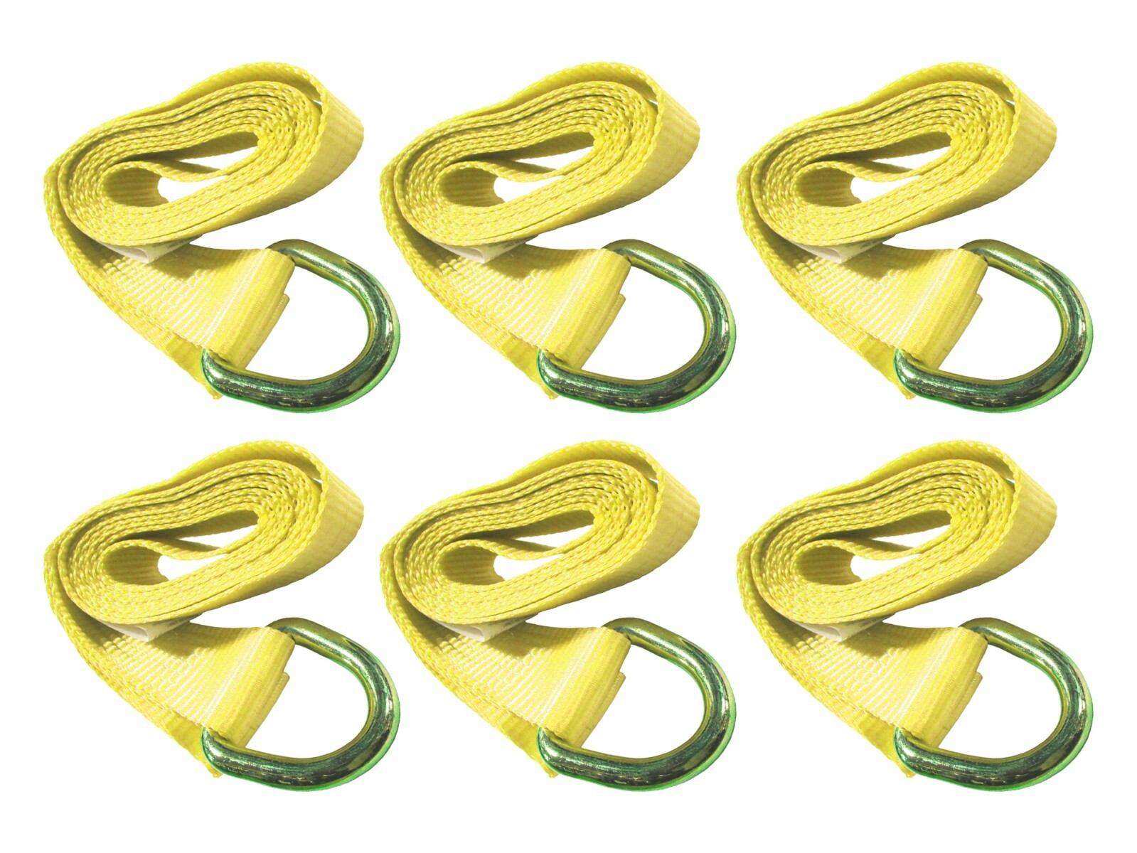 6 pcs 2" x 10 ft Lasso Tie Down Wheel Lift Strap D-Ring Cinch Pull Trailer Tow