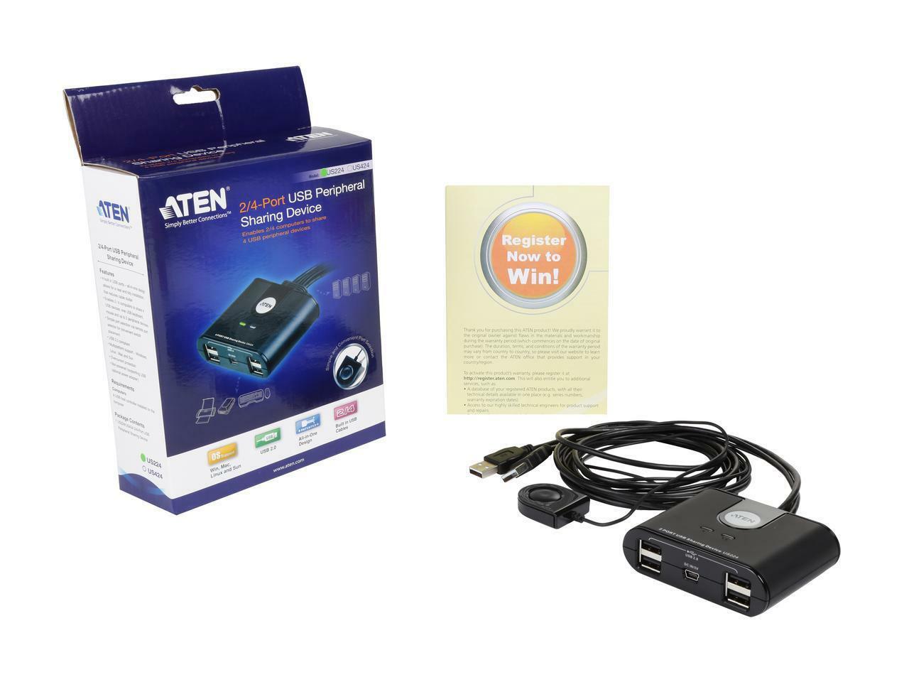 ATEN US224 2-Port USB Peripheral Sharing Device