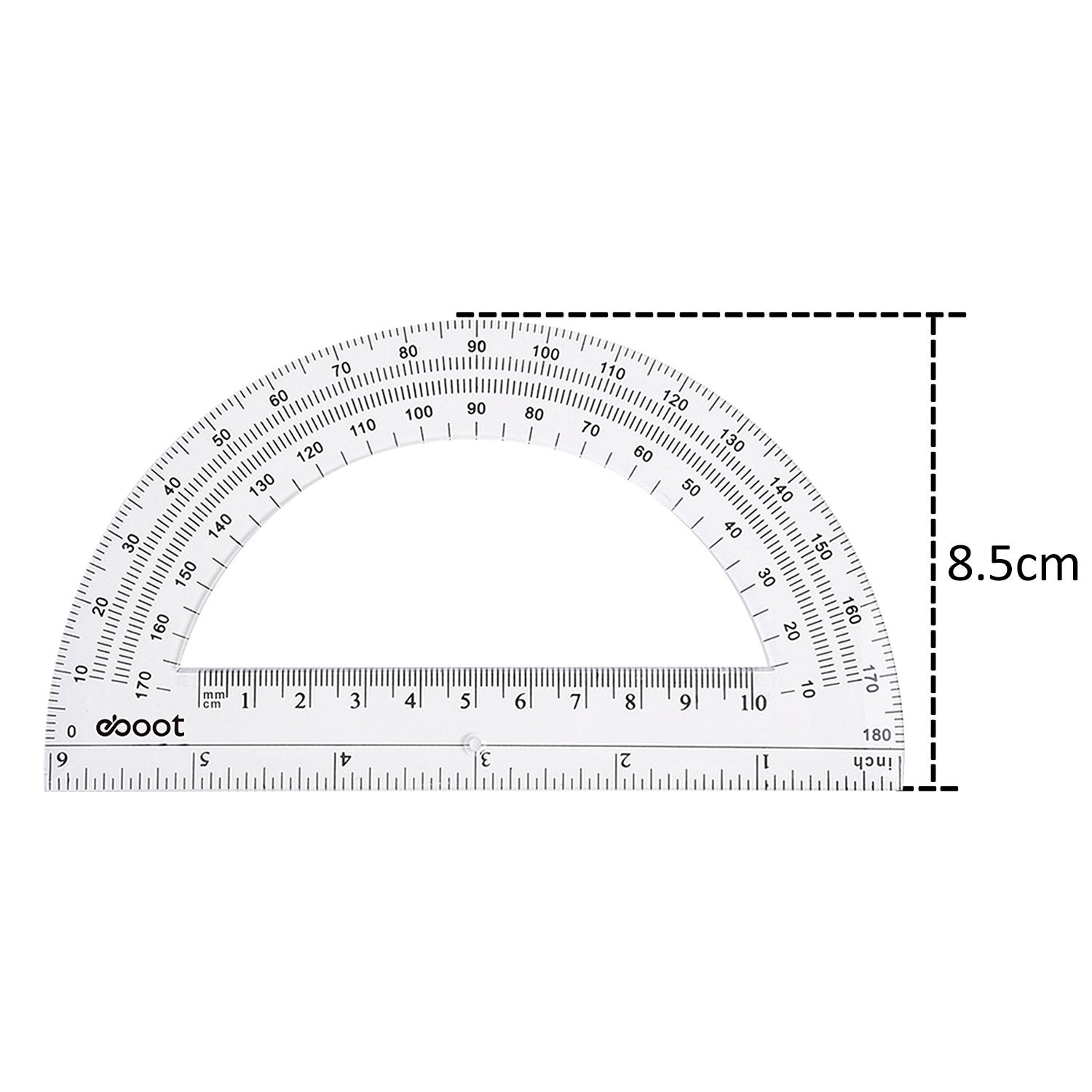 Clear Plastic Protractor 2 Pcs 6 Inch 4 Inch 180 Degree Math Geometry Tool