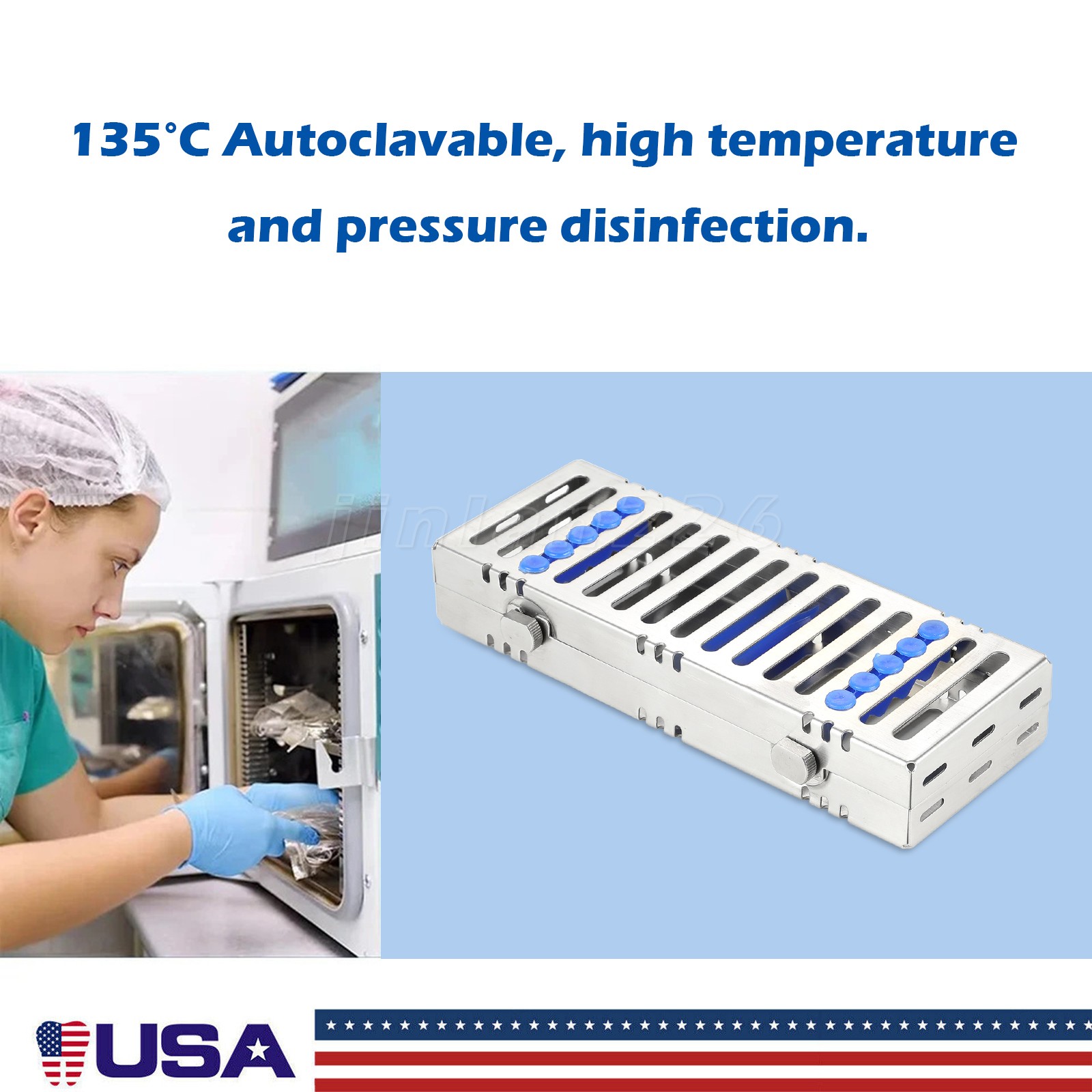 Stainless Sterilization Cassette Rack Box For 5 Surgical Dental Instruments
