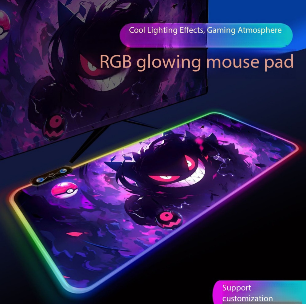 RGB Pokémon Gengar Gaming Mouse Pad LED Glowing Desk Mat mouse Keyboard Pad