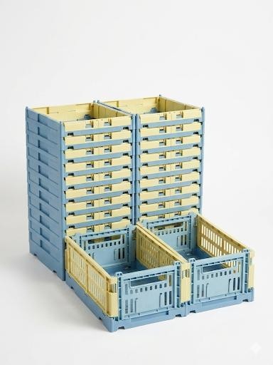 HAY Design Recycled Color Crate Storage Bins - Small Lot of 10 - Blue/Yellow NEW