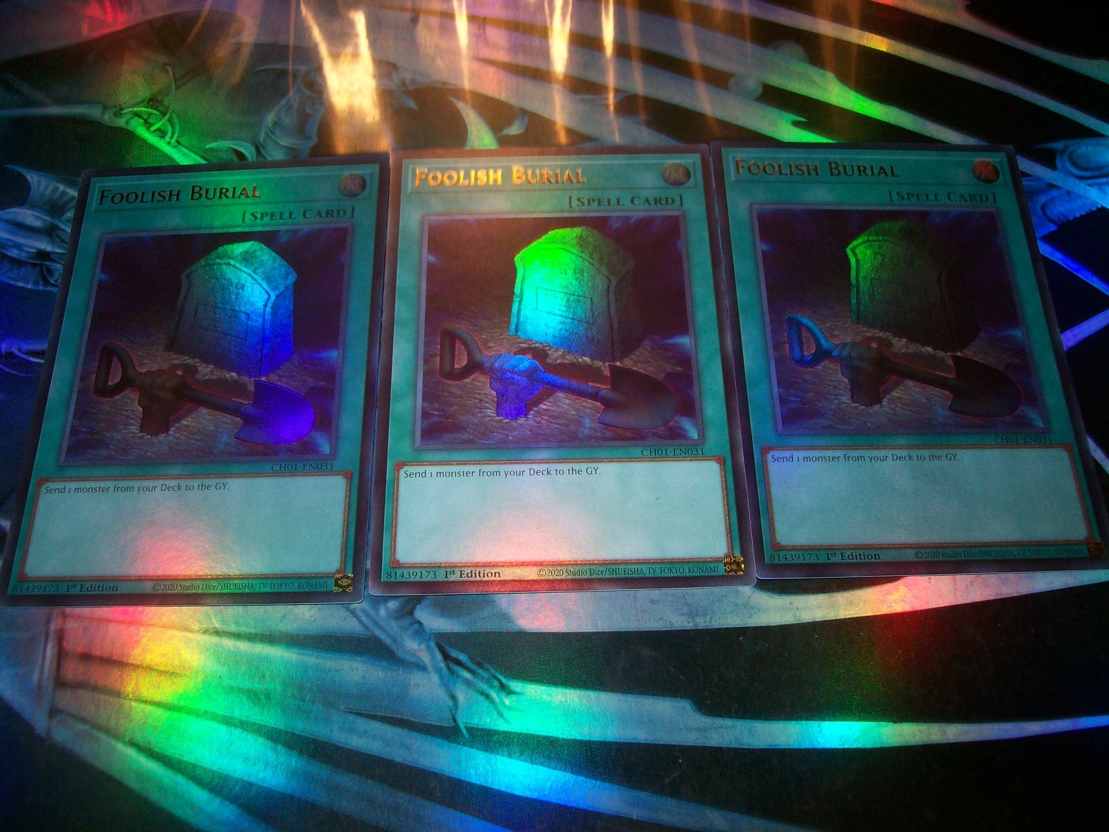 3x Foolish Burial 1st Edition Ultra Rare CH01-EN031 Yu-Gi-Oh!