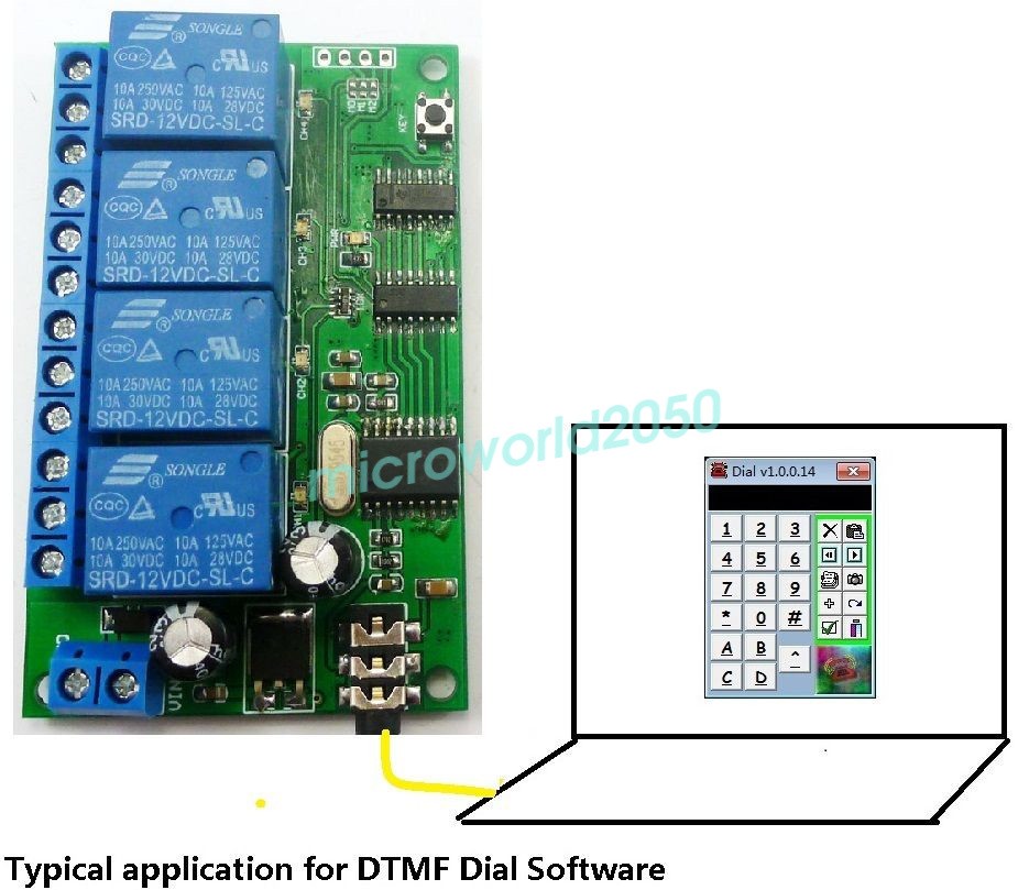 AD22B04 12V 4CH MT8870 DTMF Tone Signal Decoder Relay Phone Remote Control PLC