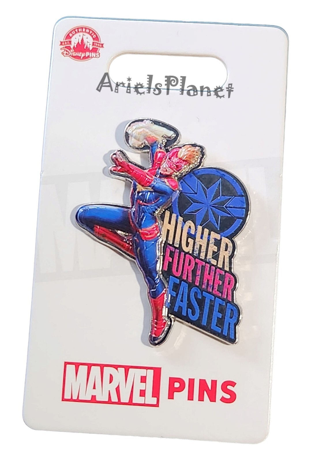 Disney Parks Marvel Studios Captain Marvel Higher Further Faster Pin
