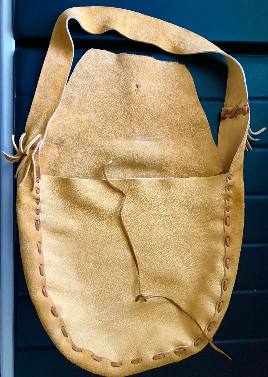 Elk-Skin Hand-Held Drum & Leather Carrying Bag