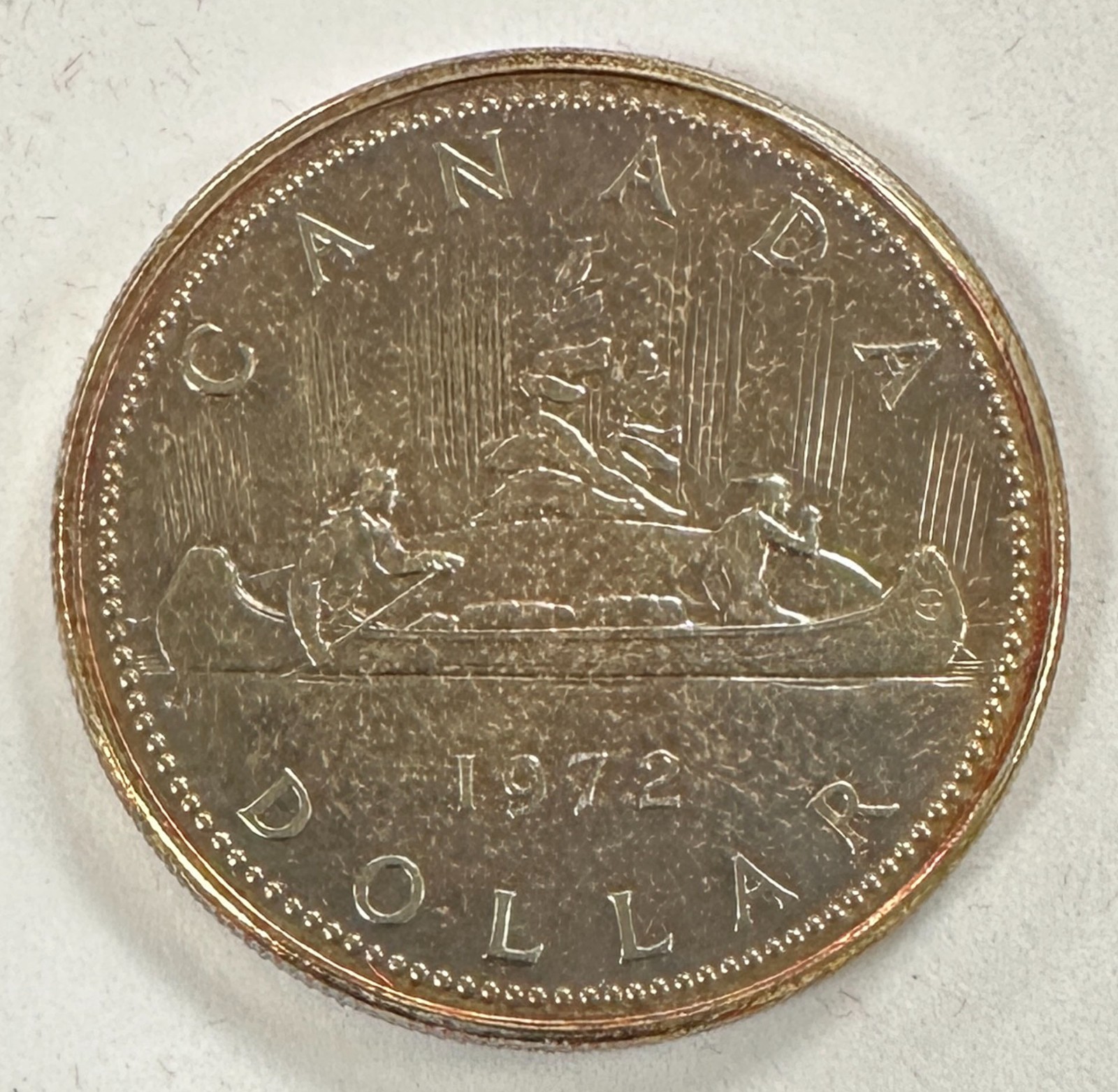 1972 Canada $1 Silver Dollar in Original Display Box w/ Sleeve, Toned