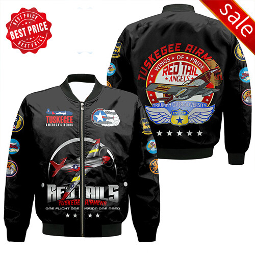 Tuskegee Airmens Red Tails African American Heros Bomber Windbreaker With Fleece