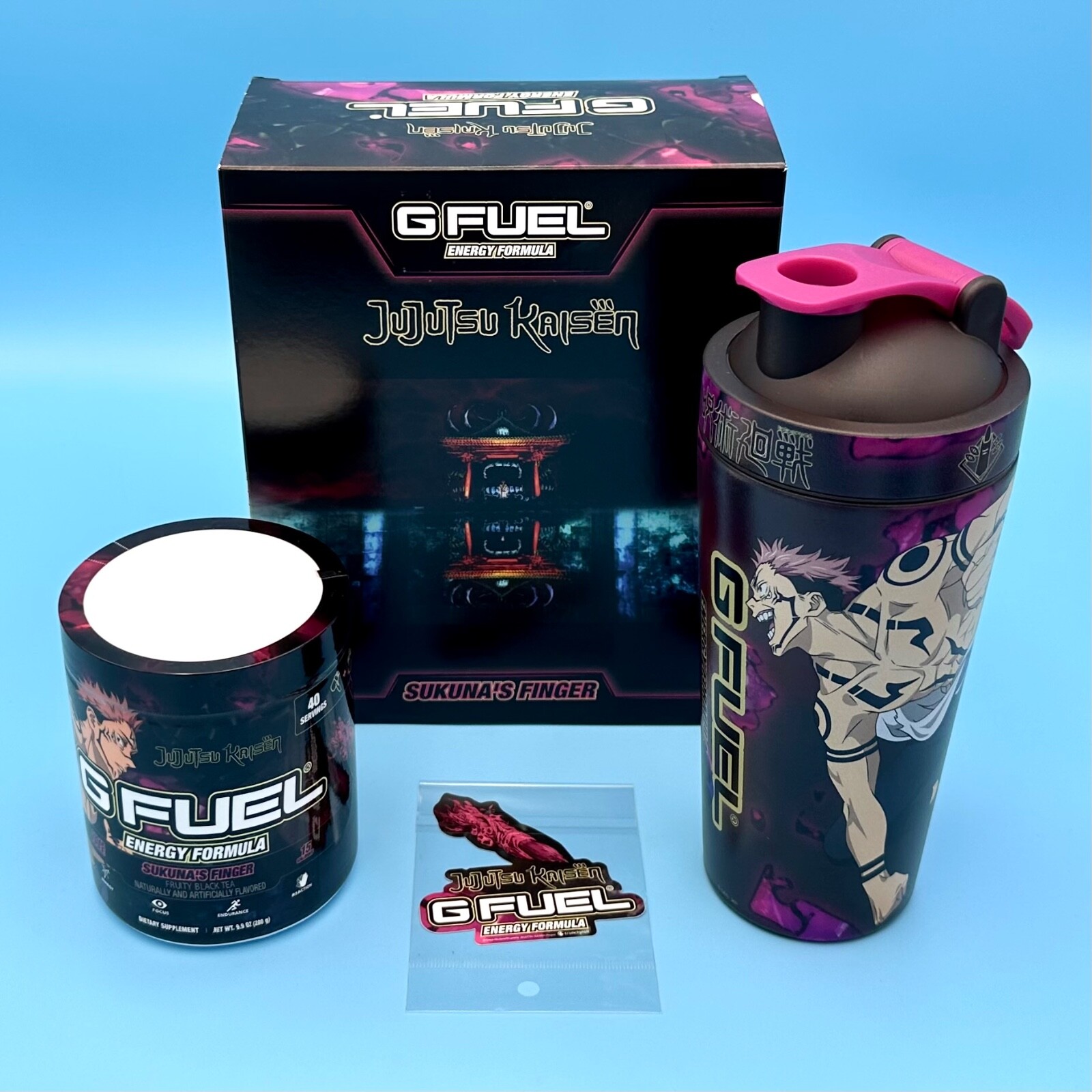 G Fuel Jujutsu Kaisen Sukuna’s Finger Collector's Box Tub Yuji Metal Shaker Cup