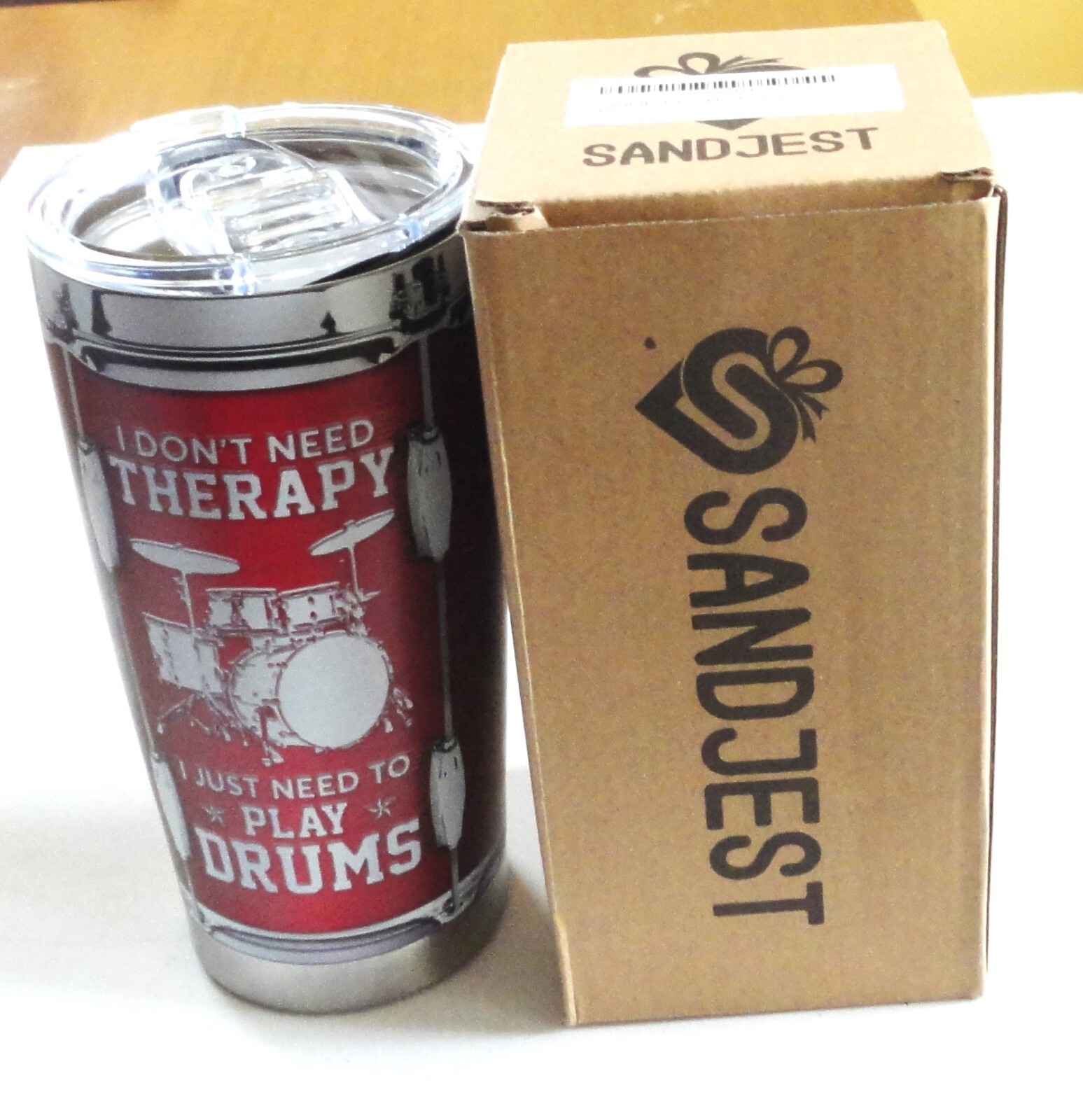 Mint In Box Sandjest 20 Oz Stainless Steel Tumbler Drummer I Don't Need Therapy