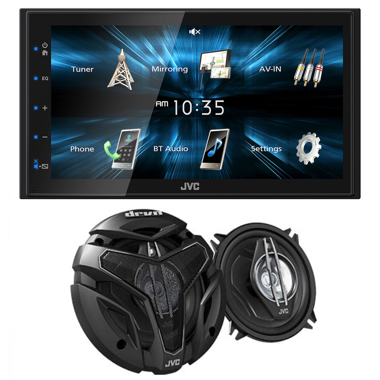 JVC KW-M150BT Media Receiver + 6.8" Monitor & CSZX530 5.25" Speakers