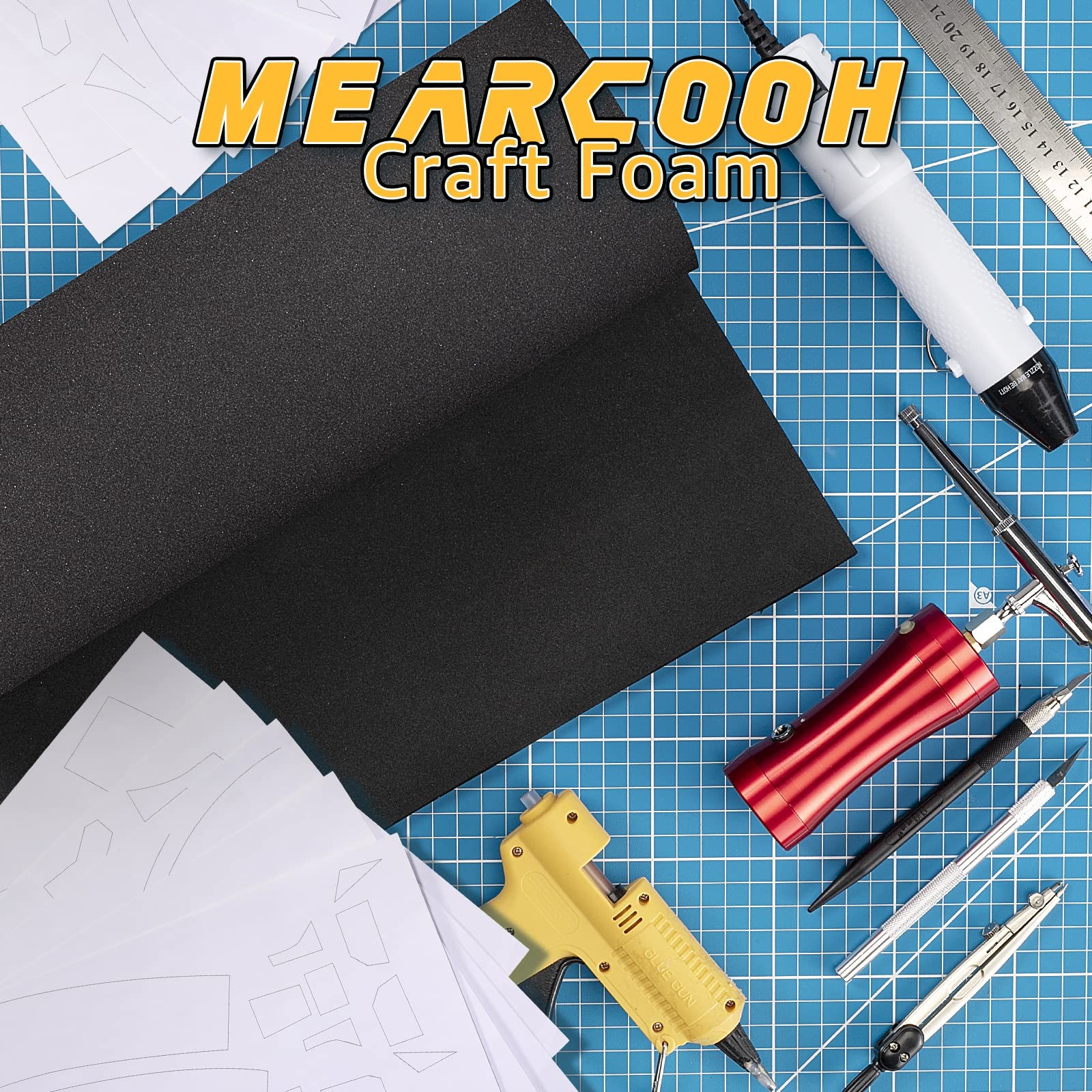 2-Pack Black Eva Foam Sheets roll, Premium eva Thickness-3mm, 2PCS:Black