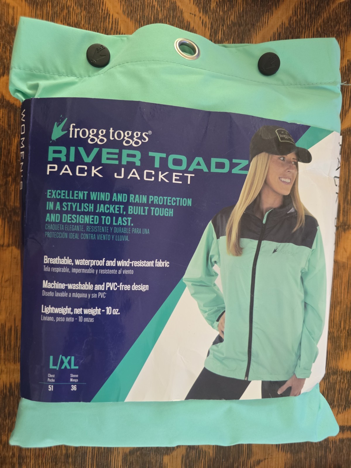 Frogg Toggs Womans River Toadz Pack Jacket L/XL Waterproof Wind Resistant - NEW