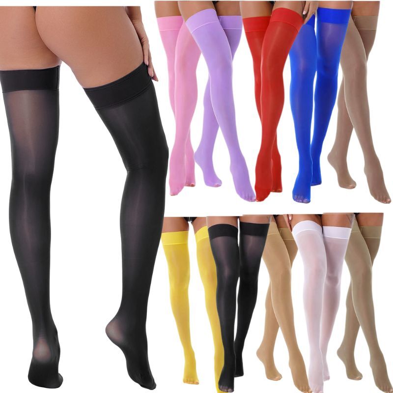Women's Silk Thigh High Stockings Nylon Socks Pantyhose Cosplay Costume Party