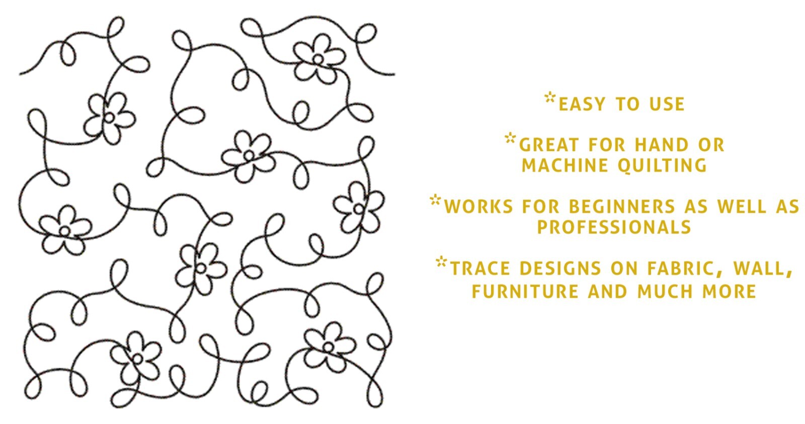 Floral Quilting Stencil Primrose Flower Pattern Continuous Line Stipple Stencils