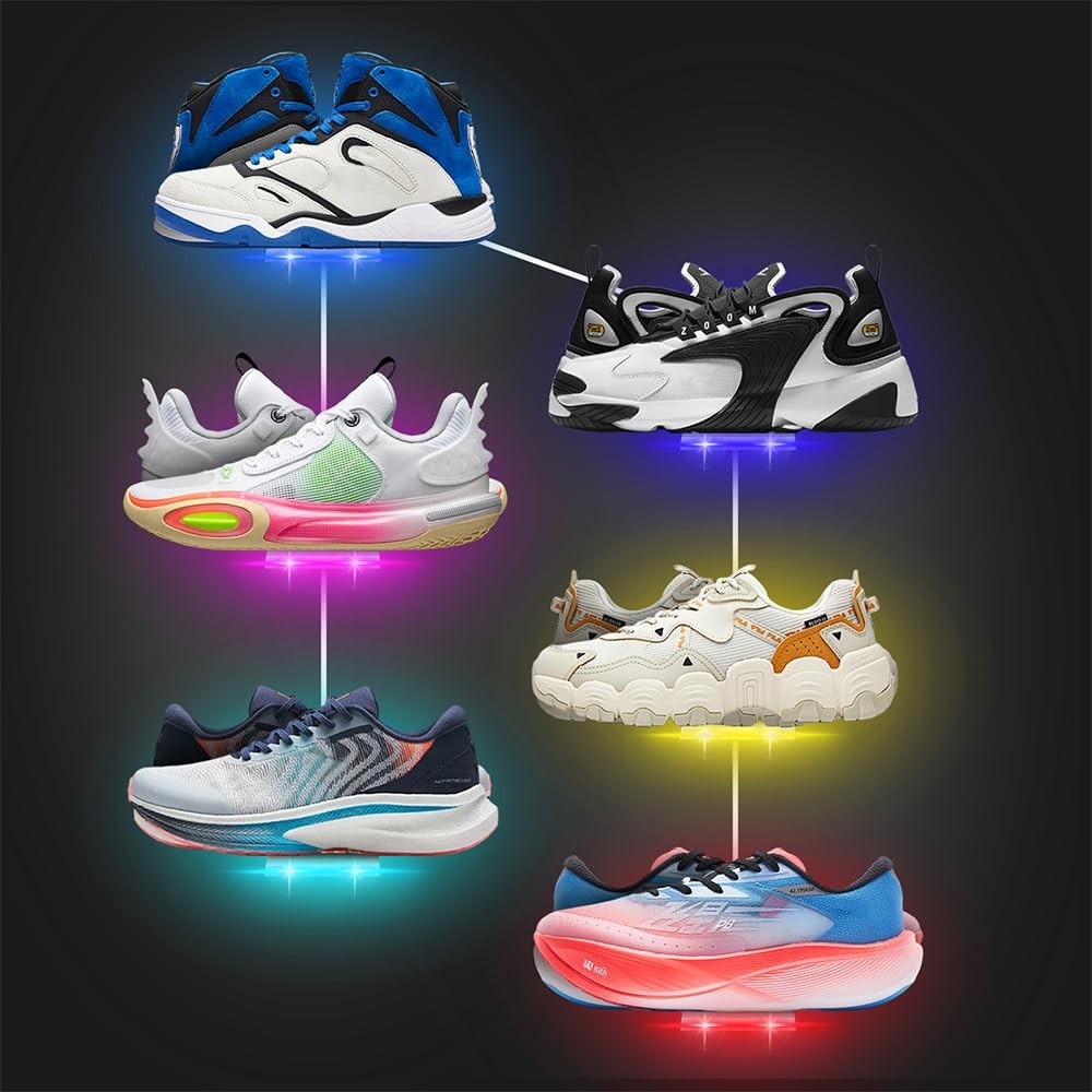 6Pcs Floating Shoe Display Shelf with LEDs, 8 x 3.9 Inch Clear Acrylic Wall M...