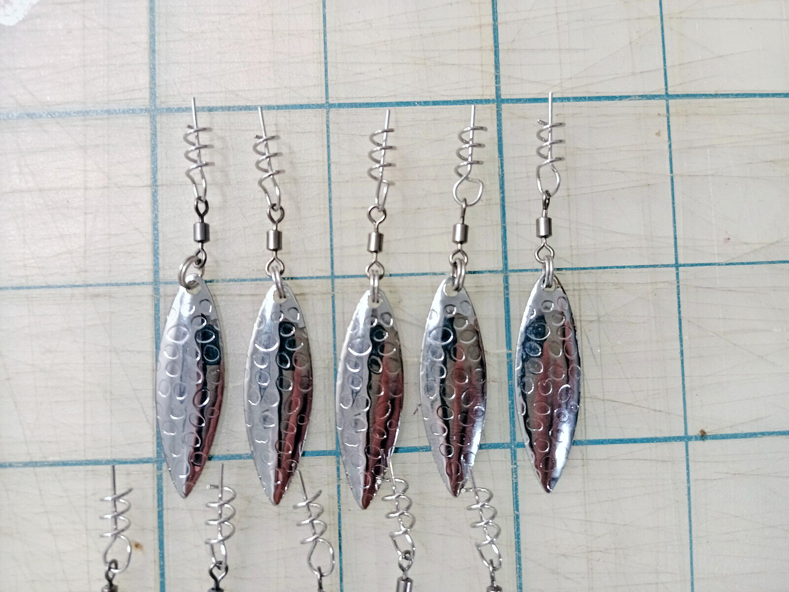 10 Pcs Silver Willow Leaf Hammered Pattern Spinner Blades for Gulp Jerk Shad