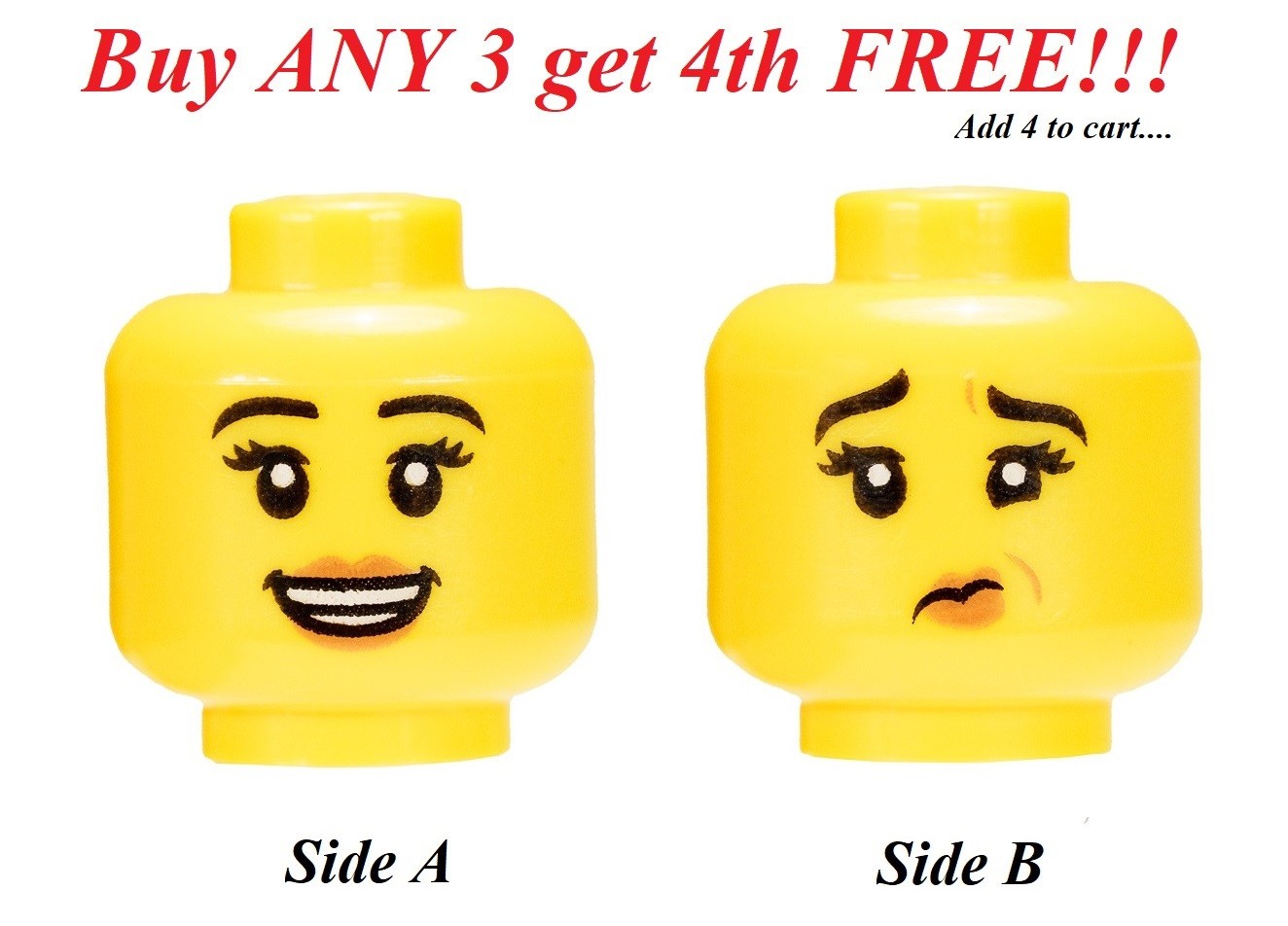 ☀️NEW LEGO Minifigure Minifig Dual Sided Head Face FEMALE Girl Women Confused