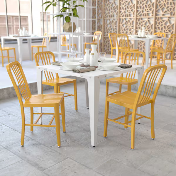 Flash Furniture Gael Commercial Grade  Yellow Metal Indoor-Outdoor Chair, PK2