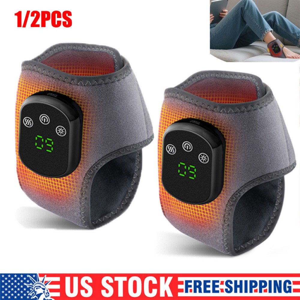 2 Pack Electric Foot Ankle Massager Pain Relief 5 Heat Levels, 3 Vibration Modes
