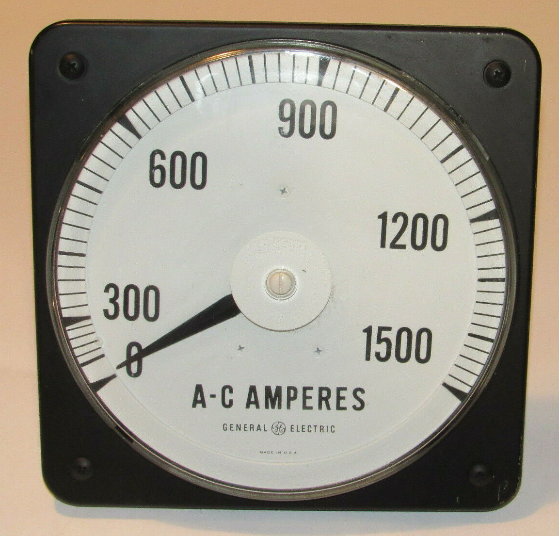 VTG UNUSED LARGE INDUSTRIAL GE AMMETER AC 0-1500 AMP! ANALOG PANEL METER! AB16