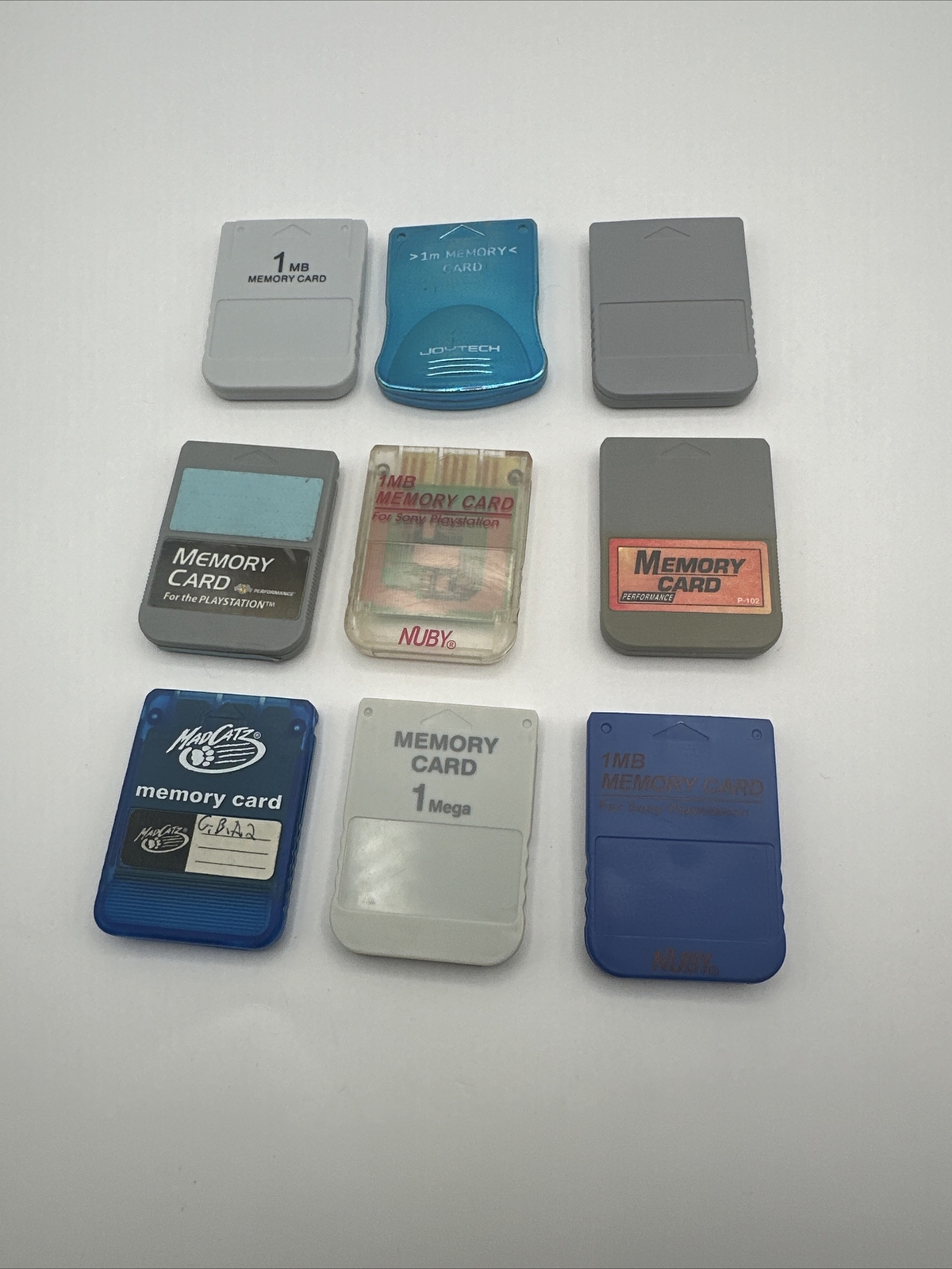 Lot Of 9 Ps1 Memory Cards Tested